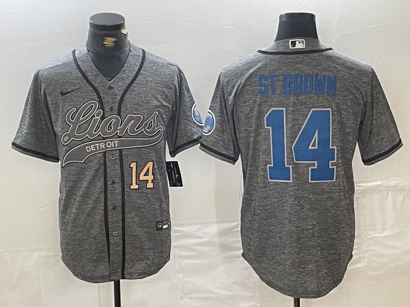 Men Detroit Lions #14 ST Brown Grey Joint Name 2024 Nike Limited NFL Jersey style 2->detroit lions->NFL Jersey
